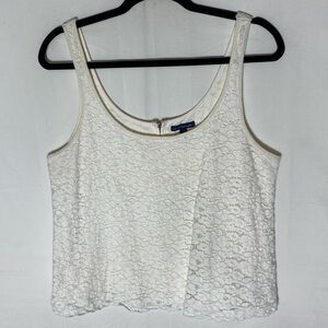 Vintage Y2K American Eagle Outfitters Cream Cropped Lace Tank Top L